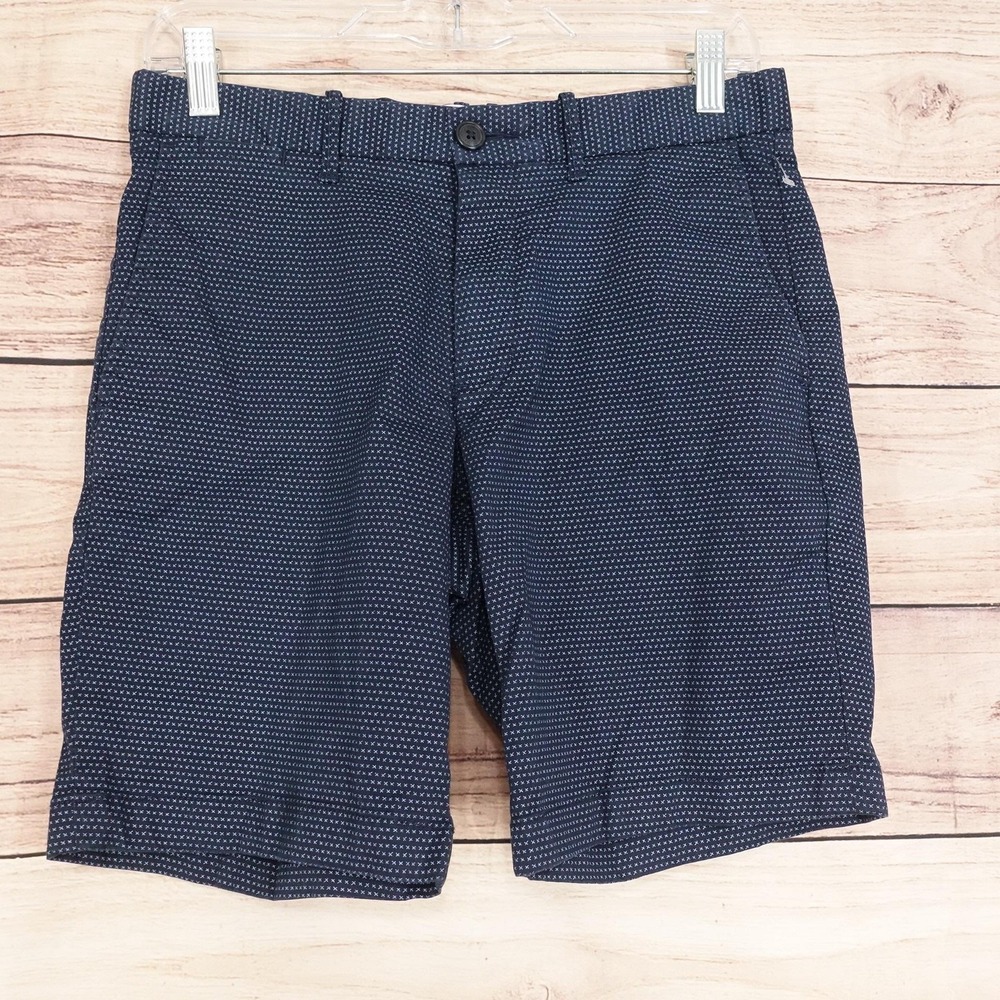 Original Penguin Shorts Mens 29 Blue Geometric Chino Cotton Stretch 8 Inseam